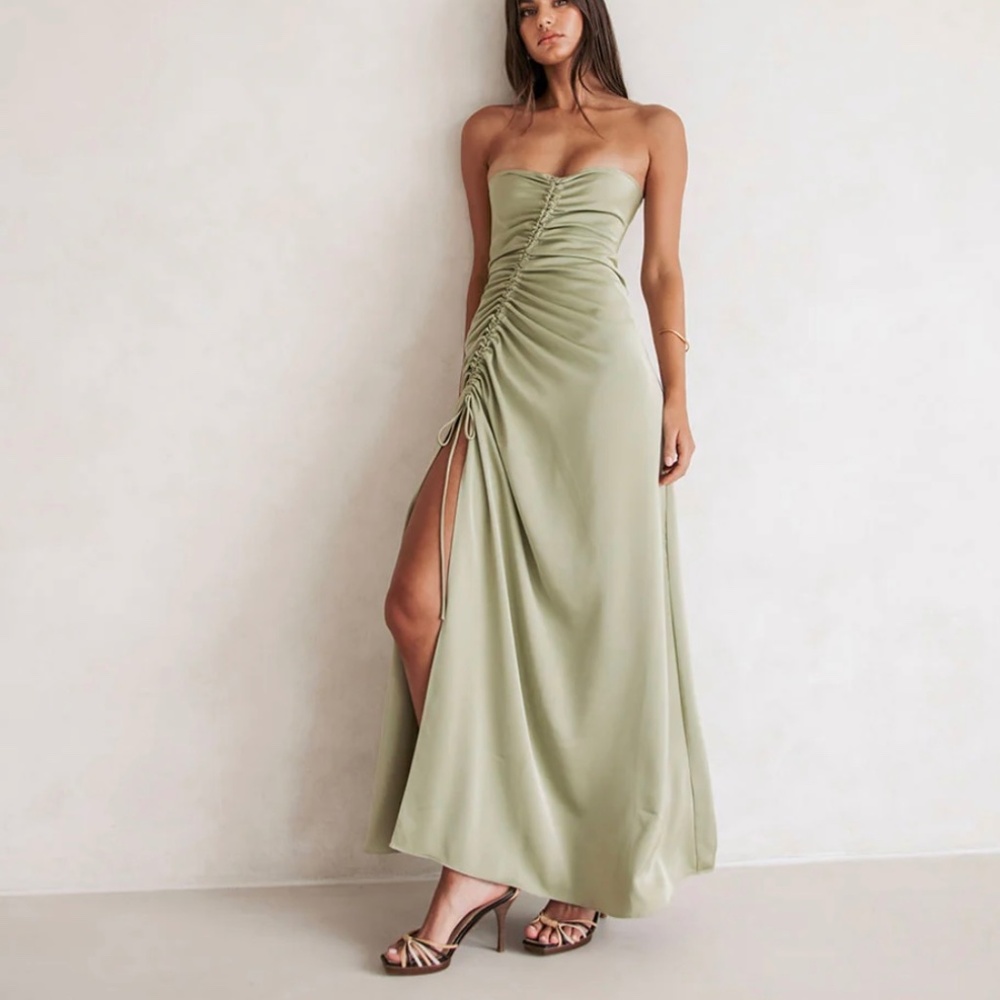 Sabo Skirt Sage Green Strapless Cinch Maxi